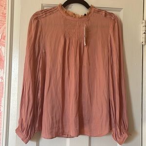 JCREW brand new soft blush long sleeve top; NWT: size small